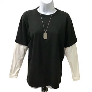 Pacific two colored long-sleeved blouse